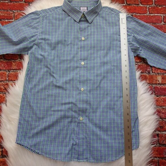 💰3/$25 IZOD Boy's Button-Down Shirt Blue Green Plaid Oxford Preppy XL 14/16 - Picture 10 of 11